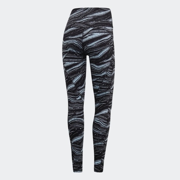 ~•SOLD•~ADIDAS WANDERLUST TIGHTS BLACK & GLOW BLUE - Picture 6 of 8